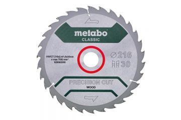 Пиляльний диск Metabo Precision cut Classic HW/CT 216х2.4/1.6x30, Z30 WZ 22°