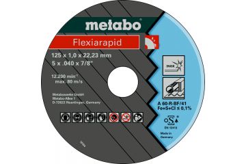 Відрізний диск Metabo Flexiarapid Inox 125X1,0 мм, A 60-R-TF 41 , 10 шт