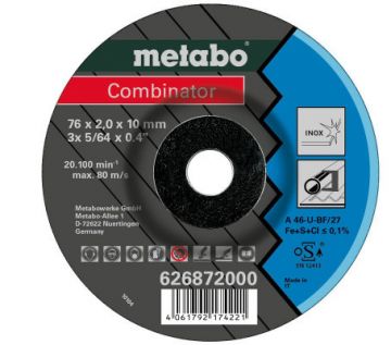 Відрізний / зачисний диск Metabo Combinator Inox 76 мм, 3 шт вигнутий