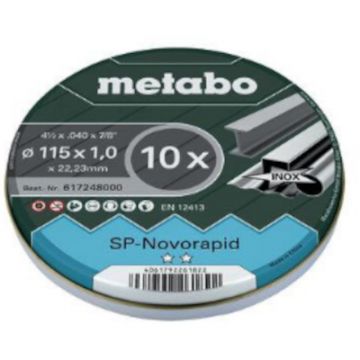 Набор отрезных кругов Metabo SP-Novorapid Inox A 60 T, 125 x 1 x 22.23 мм, 10 штук