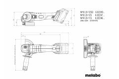 Аккумуляторная болгарка Metabo W 18 L 9-125 Quick Li-Power 3x4.0 Ач