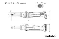 Аккумуляторная прямая шлифмашина Metabo GVB 18 LTX BL 11-28 Каркас MetaBox