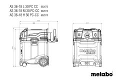 Акумуляторний пилосос Metabo AS 36-18 H 30 PC-CC каркас